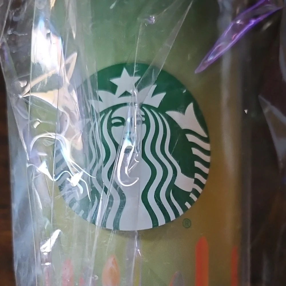 Starbucks Vibrant Green and Orange Tumbler